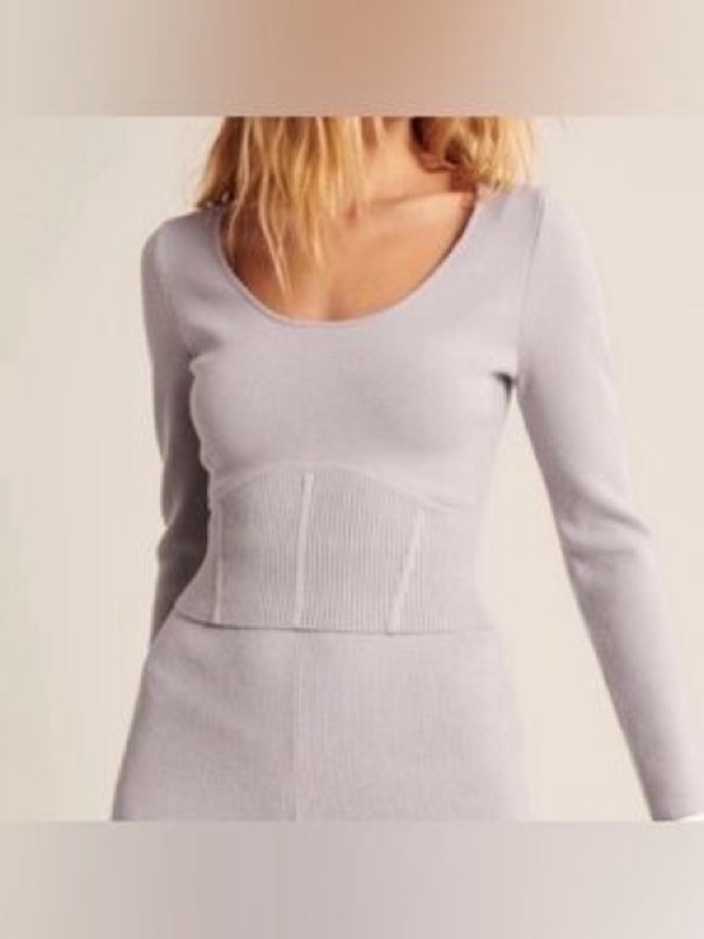 Abercrombie and Fitch Lilac Ribbed Knit Long Sleeve Top